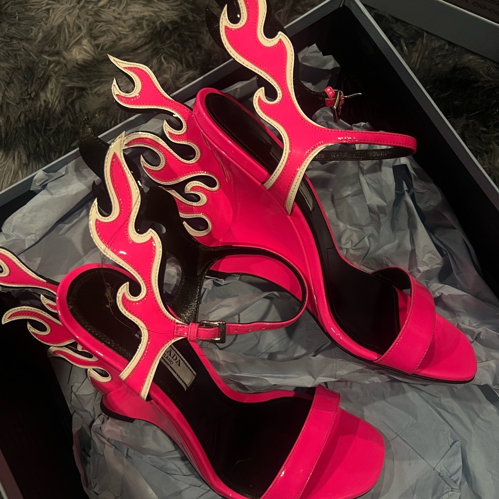 Prada Pink and Black Flame Heels